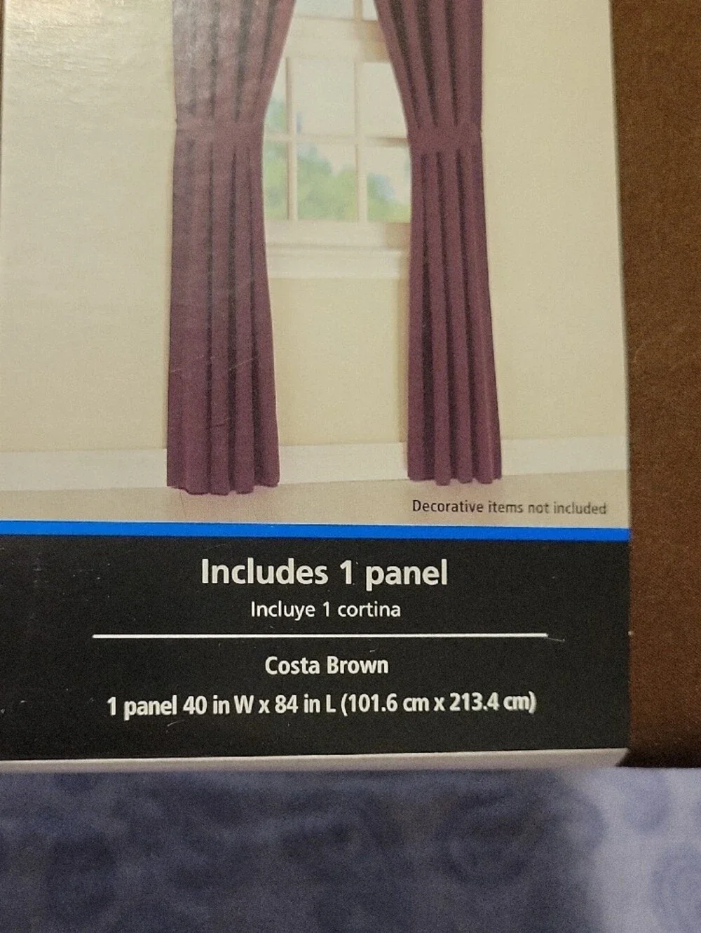 Mainstays Brown Microfiber Window Panel with Tieback - Single Panel 2 Panels NWT